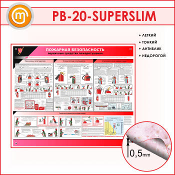 Стенд «Пожарная безопасность. Первичные средства пожаротушения» (PB-20-SUPERSLIM)